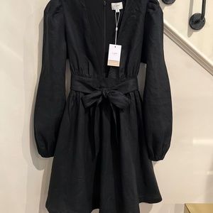 CAMI NYC Meri pleated linen gauze mini dress. Black.  Size S Small US 4, NWT